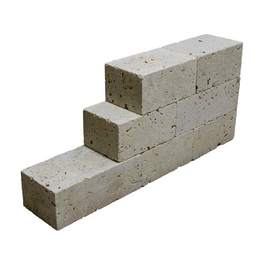 Travertin-Mauersteine LxB: 20-50 x 18-20 cm, (0,5 m²), beige, Oberfläche: offenporig/gesägt/getrommelt