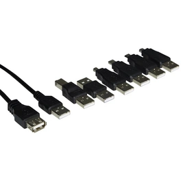 USB-2.0-Anschluss-Set, 7-tlg., Schwarz