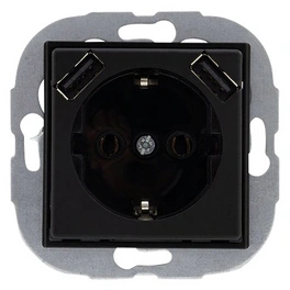 USB-Kombi-Steckdose, schwarz, Kunststoff