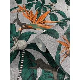 Vliestapete »Natural Vibes«, Dschungel, Blätter, grau/grün