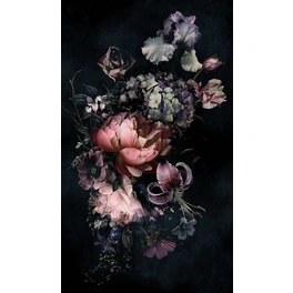 Vliestapete, Rosen, Blumen, Blätter, schwarz/rosa