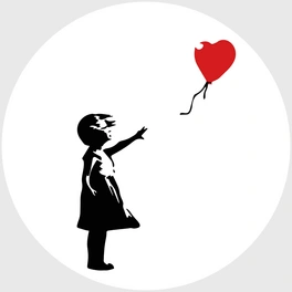 Vliestapete »Runde Vliestapete«, Banksy Girl with the red balloon, mehrfarbig, matt