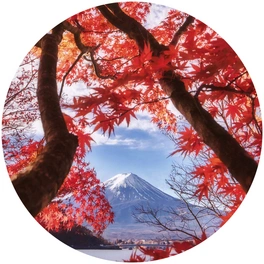 Vliestapete »Runde Vliestapete«, Berg Vulkan Fuji Herbst Küchen, mehrfarbig, matt