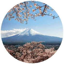 Vliestapete »Runde Vliestapete«, Colombo Mount Fuji Japan, mehrfarbig, matt