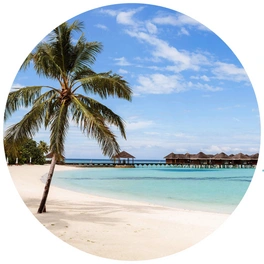 Vliestapete »Runde Vliestapete«, Colombo Strand Urlaub Malediven, mehrfarbig, matt