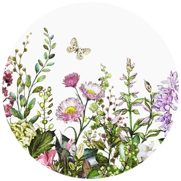 Vliestapete »Runde Vliestapete«, florale Sommer Blumenwiese, mehrfarbig, matt