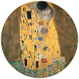 Vliestapete »Runde Vliestapete«, Klimt Kunst Der Kuss Gemälde Gold, mehrfarbig, matt
