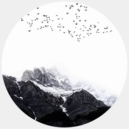 Vliestapete »Runde Vliestapete«, Kubistika Alpen Berge Natur, mehrfarbig, matt