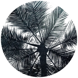 Vliestapete »Runde Vliestapete«, Kubistika Tropen Wald Palmen, mehrfarbig, matt