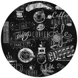 Vliestapete »Runde Vliestapete«, Küche schwarze Kaffe Tafel, mehrfarbig, matt