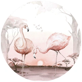 Vliestapete »Runde Vliestapete«, Kvilis Flamingos Vögel, mehrfarbig, matt