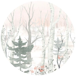 Vliestapete »Runde Vliestapete«, Kvilis Winter Wald Aquarell, mehrfarbig, matt