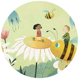 Vliestapete »Runde Vliestapete«, Loske Honig Bienen Freunde Kinder, mehrfarbig, matt