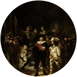 Vliestapete »Runde Vliestapete«, Rembrandt Kunst Die Nachtwache, mehrfarbig, matt