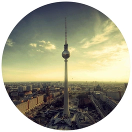 Vliestapete »Runde Vliestapete«, Stadt Berliner Fernsehturm, mehrfarbig, matt