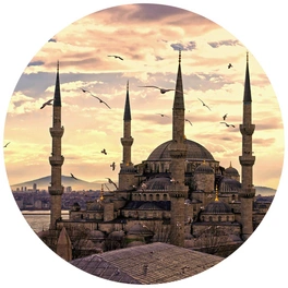 Vliestapete »Runde Vliestapete«, Sultan Ahmed Blaue Moschee, mehrfarbig, matt