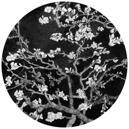 Vliestapete »Runde Vliestapete«, van Gogh Mandelblüte schwarz, mehrfarbig, matt