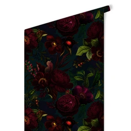Vliestapete »Vintage Vliestapete«, Barock Rosen Blüten dunkel, mehrfarbig, matt