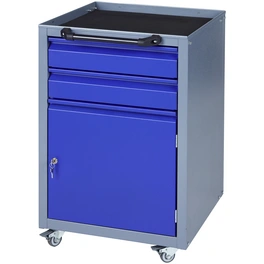 Werkstattwagen, 2 Schubladen und 1 Tür, ultramarineblau, Stahlblech/Kunststoff