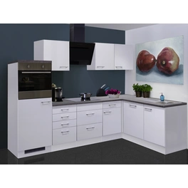 Winkelküche, mit E-Geräten, Gesamtbreite: 280 cm, Arbeitsplatte mit Melaminharz-Beschichtung