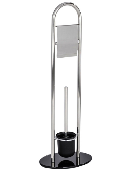 WENKO Stand WC-Garnitur Bürstengarnitur Toilettenpapierhalter Avola Schwarz