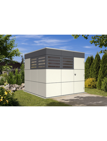Skanholz Skan Holz-Gartenhaus CrossCube Haus Sydney 3 BxT 253x253cm Telegrau-Schiefergrau