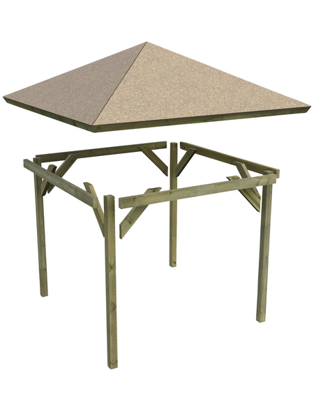 Karibu Holzpavillon Granada Massivholz kdi, im Set mit Schindeln