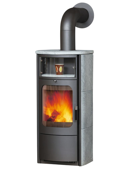 Kaminofen Opera-B, Naturstein, 7 kW, Dauerbrand, Teefach mit Glastür