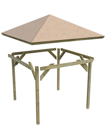 Karibu Holzpavillon Bergen 1 Massivholz kdi, im Set mit Schindeln