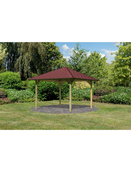Karibu Holzpavillon Cordoba Massivholz kdi, im Set mit Schindeln