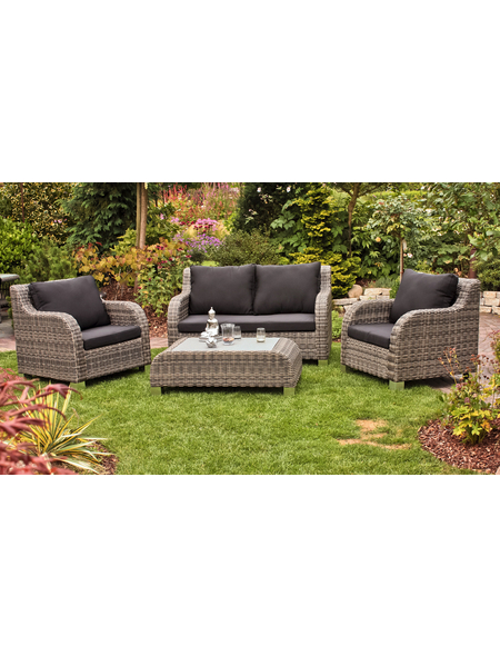 Lounge-Gruppe BRIGHTON Alu/Kunststoffgeflecht halbrund dunkelgrau Garden Pleasure