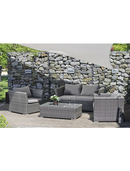 GARDEN PLEASURE Loungeset AVILA, 13-tlg., 2er-Sofa, 2 Sessel, Tisch 62x111 cm, Polyrattan