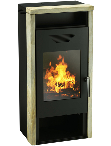 Wamsler Kaminofen Yara, Sandstein, 8 kW, Teefach, Holzfach, kompakte Form