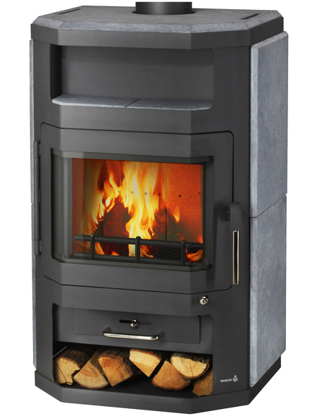 Wamsler Kaminofen Norden, Naturstein, 7,5 kW, Sekundärluftzufuhr, Teefach, Holzfach
