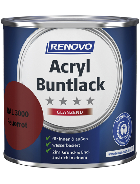 RENOVO Acryl Buntlack glänzend, feuerrot RAL 3000