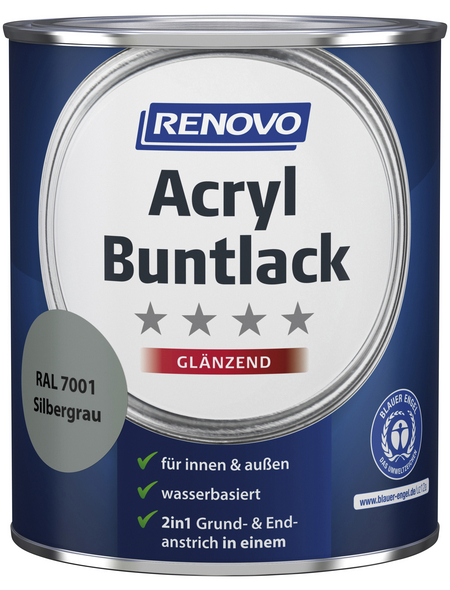 RENOVO Acryl Buntlack glänzend, silbergrau RAL 7001