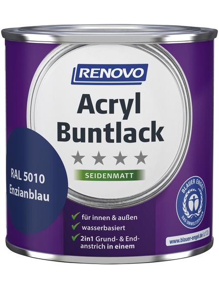 RENOVO Acryl Buntlack seidenmatt, enzianblau RAL 5010