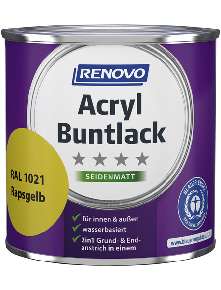 RENOVO Acryl Buntlack seidenmatt, rapsgelb RAL 1021