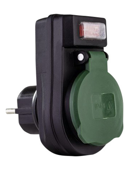 REV-Ritter Adapter mit Schalter IP 44, Schwarz, Kunststoff