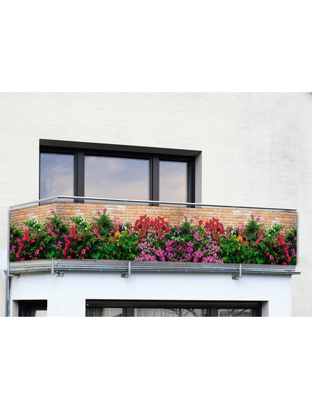 WENKO Balkonsichtschutz »Mauer-Blumen«, Polyethylen/Polyamid, HxL: 500 x 85 cm