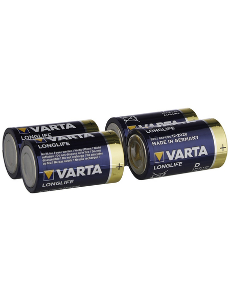VARTA Batterie, LONGLIFE, D Mono, 1,5 V, 4 Stück