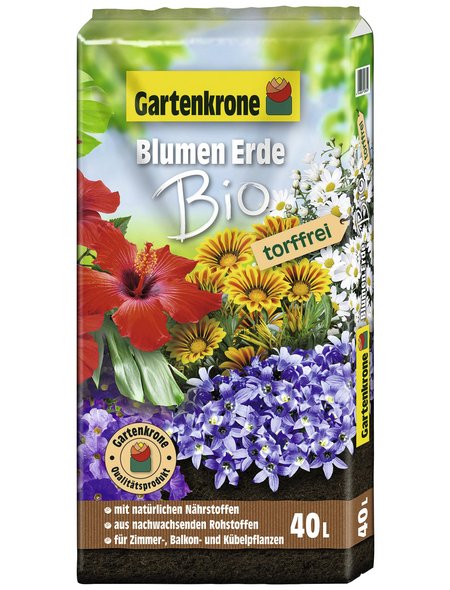 Gartenkrone Bio-Blumenerde »Bio«, für Zimmer-,Balkon- und Kübelpflanzen, im Sack, torffrei
