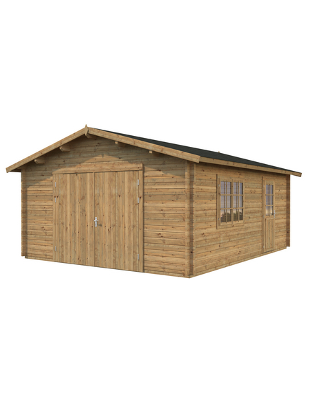 PALMAKO AS Blockbohlen-Garage, BxT: 450 x 550 cm (Außenmaße), Holz
