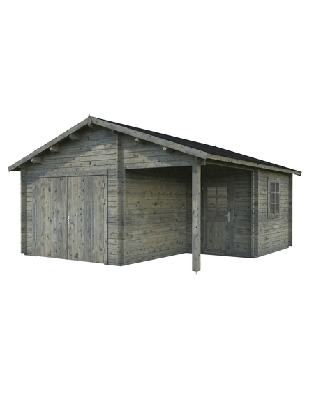 PALMAKO AS Blockbohlen-Garage, BxT: 510 x 550 cm (Außenmaße), Holz