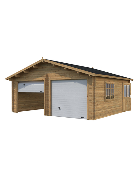 PALMAKO AS Blockbohlen-Garage, BxT: 575 x 510 cm (Außenmaße), Holz