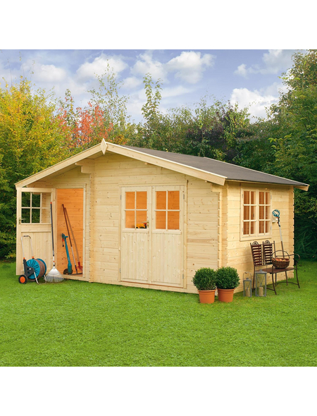 MR. GARDENER Blockbohlenhaus »Belmont 2«, BxT: 480 x 352 cm, Satteldach MR. GARDENER Blockbohlenhaus »Belmont 2«, BxT: 480 x 352 cm, Satteldach