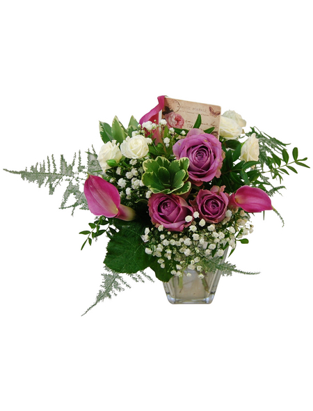  Blumenstrauß »Rosen, Calla, Schleierkraut«, Ø 31–35 cm