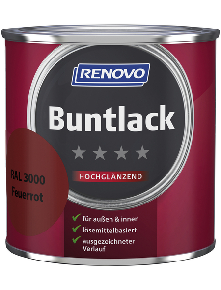 RENOVO Buntlack hochglänzend, feuerrot RAL 3000 RENOVO Buntlack hochglänzend, feuerrot RAL 3000
