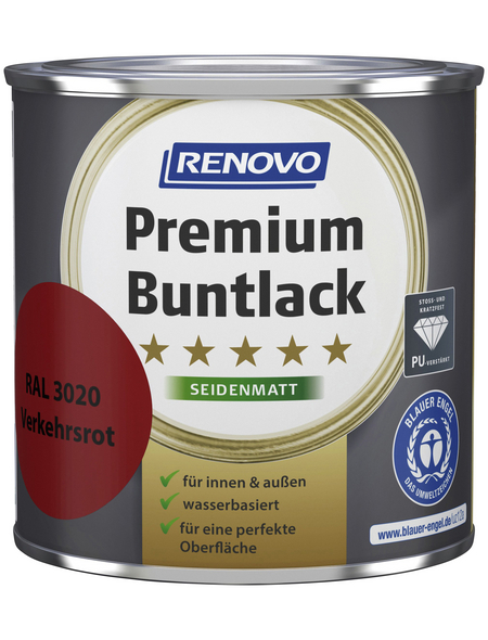 RENOVO Buntlack »Premium«, verkehrsrot (RAL 3020), seidenmatt