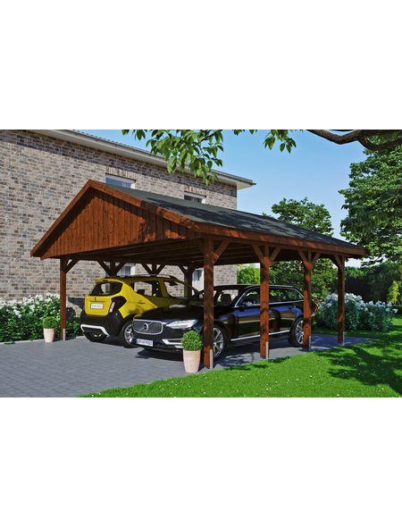 SKANHOLZ Carport BxTxH 620 X 600 X 354 Cm Nussbaum